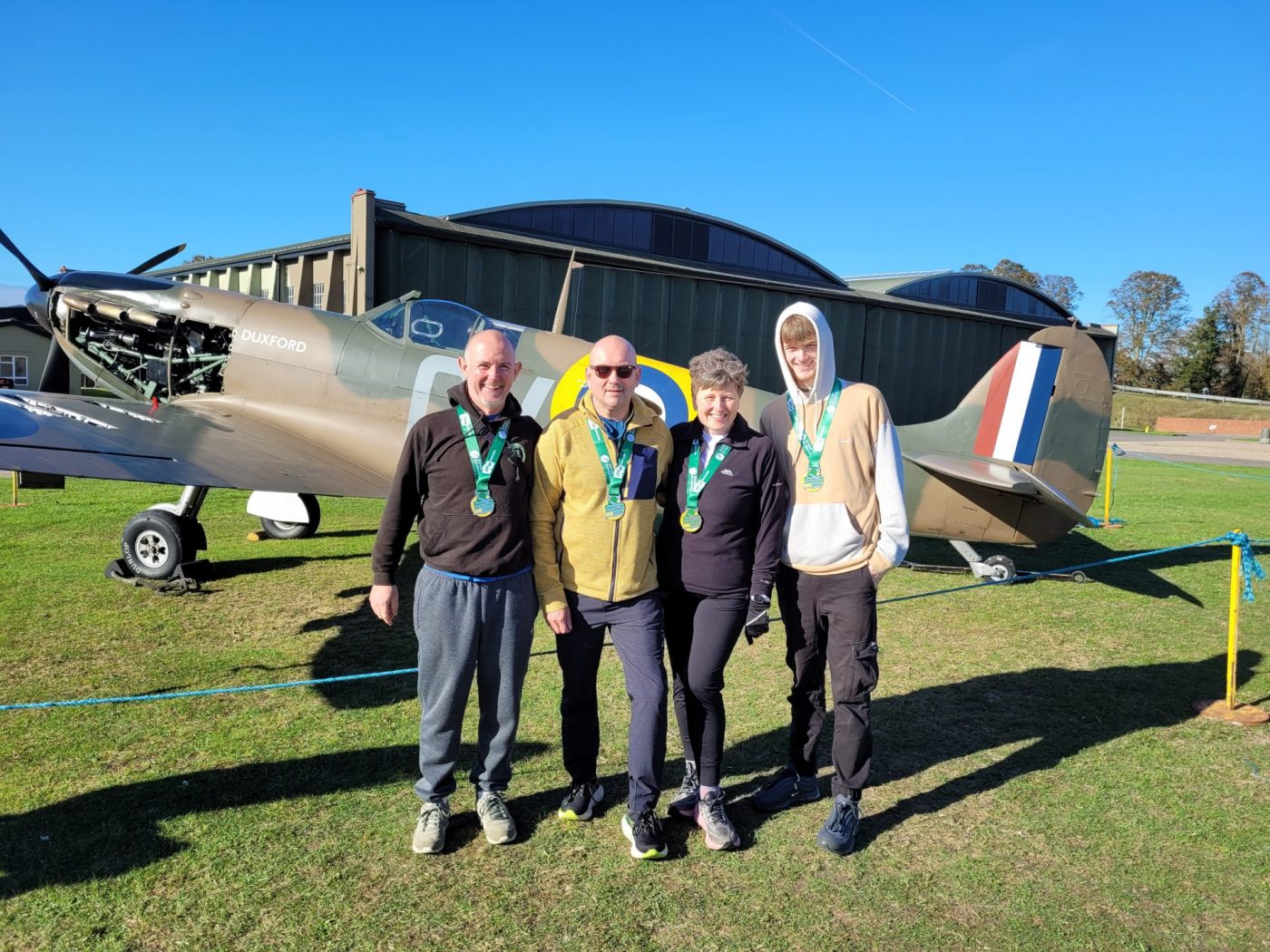 Riley Maksymiw-Magan, Danny Wallace, Catherine Wallace, Russell Maksymiw, Duxford Dash, 2023 (Photo by Epic Action Imagery (www.epicactionimagery.com))